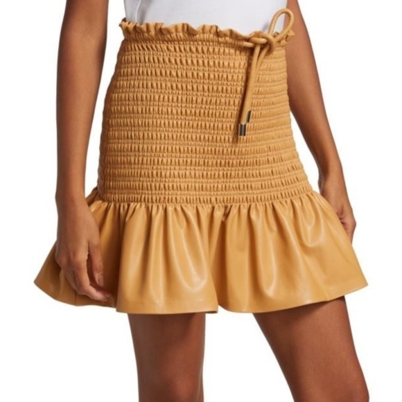 ALC Jenny Smocked Vegan Leather Mini Skirt - Picture 3 of 6